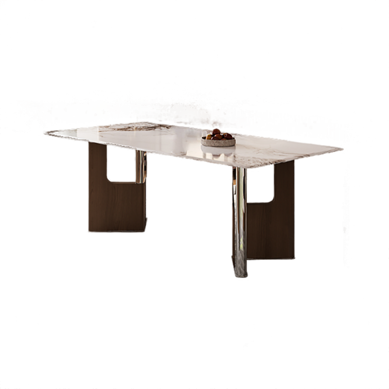 Prestige Sintered Stone Dining Table (Stainless Steel + Splint Veneer)