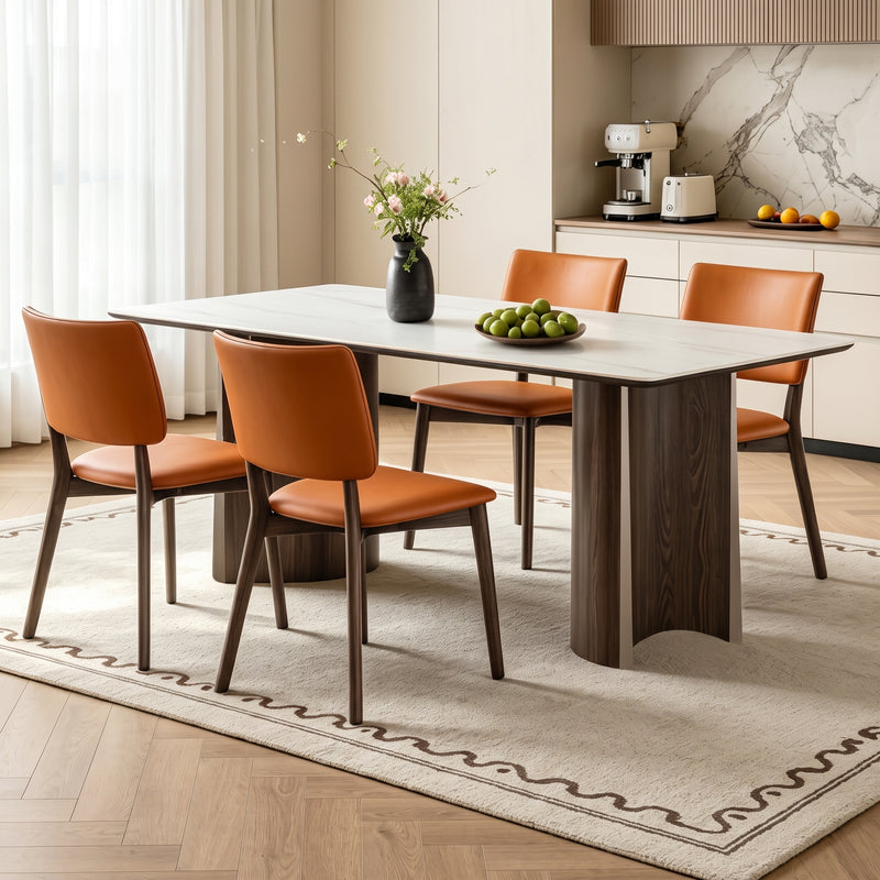 Korten Sintered Stone Dining Table (Bent Solid Wood+Gold Plated Stainless Steel)