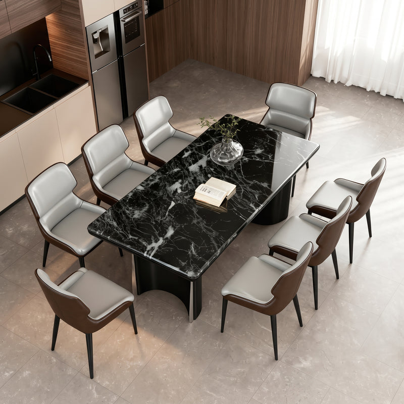 Korten Sintered Stone Dining Table (Bent Solid Wood+Gold Plated Stainless Steel)
