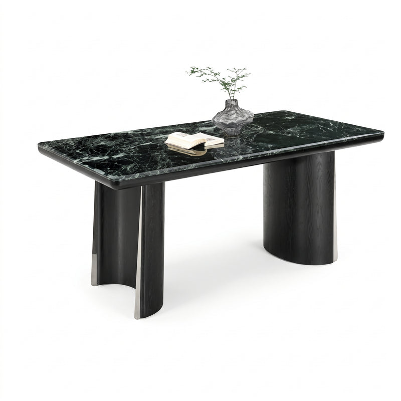 Korten Sintered Stone Dining Table (Bent Solid Wood+Gold Plated Stainless Steel)