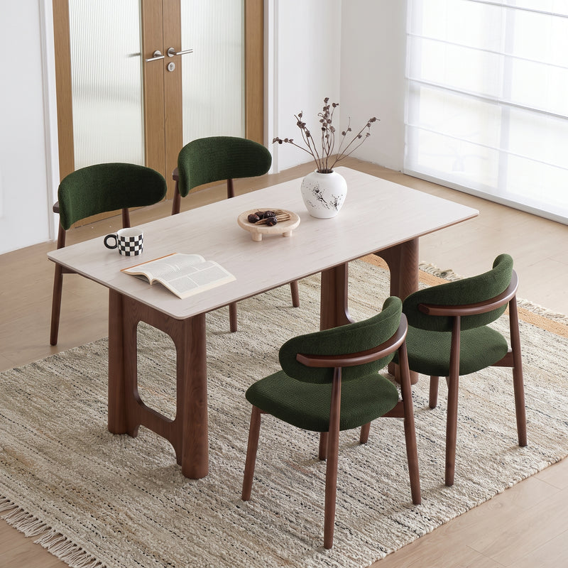 Kasper Sintered Stone Dining Table (Solid Wood w/ wood veneer)