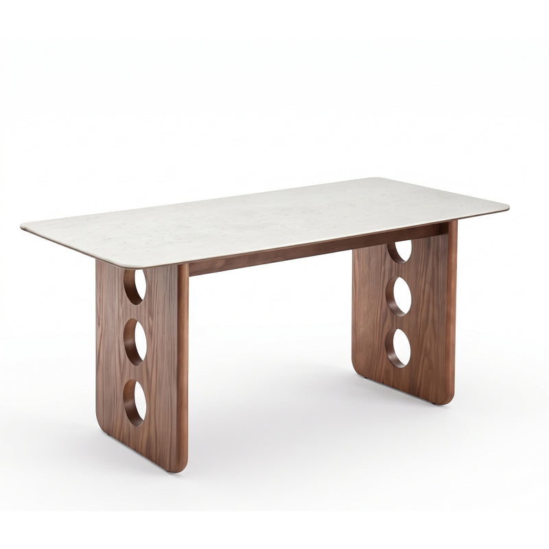 Kieran Sintered Stone Dining Table (Solid Wood w/ wood veneer)