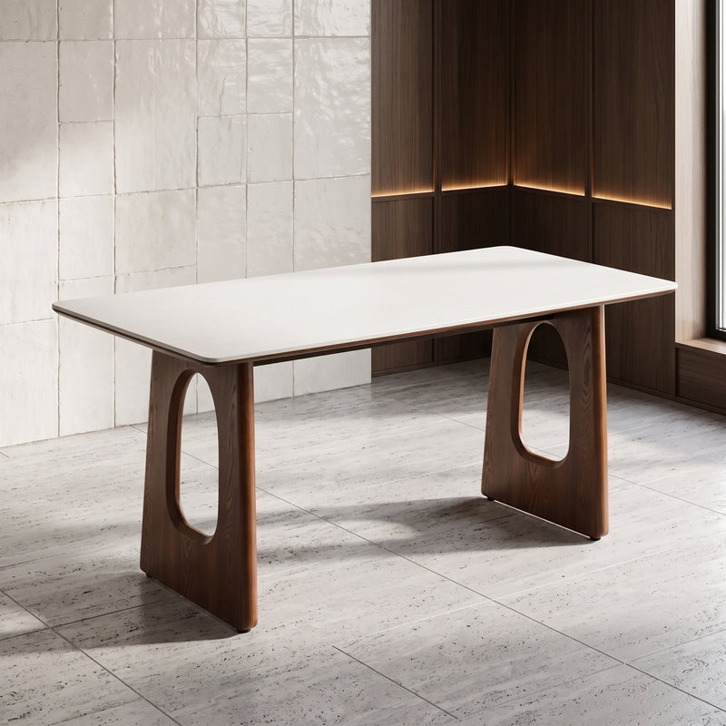 Kenso Sintered Stone Dining Table (Solid Wood w/ wood veneer)