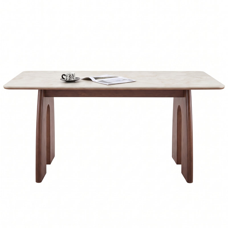 Kamden Sintered Stone Dining Table (Wood veneer)