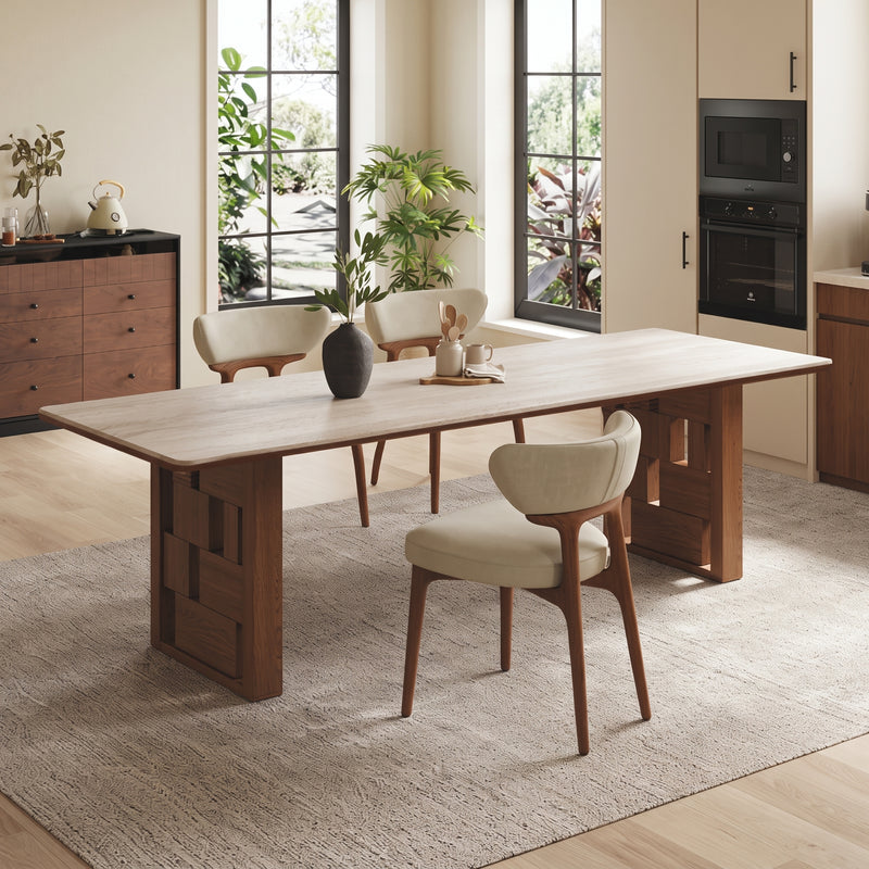 Kendrick Sintered Stone Dining Table (Blockboard Walnut/Black)