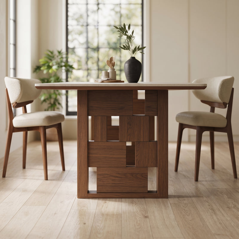 Kendrick Sintered Stone Dining Table (Blockboard Walnut/Black)