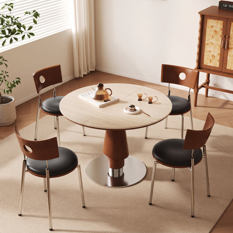Kelwyn Sintered Stone Extendable Dining Table (Solid Wood + Stainless Steel)