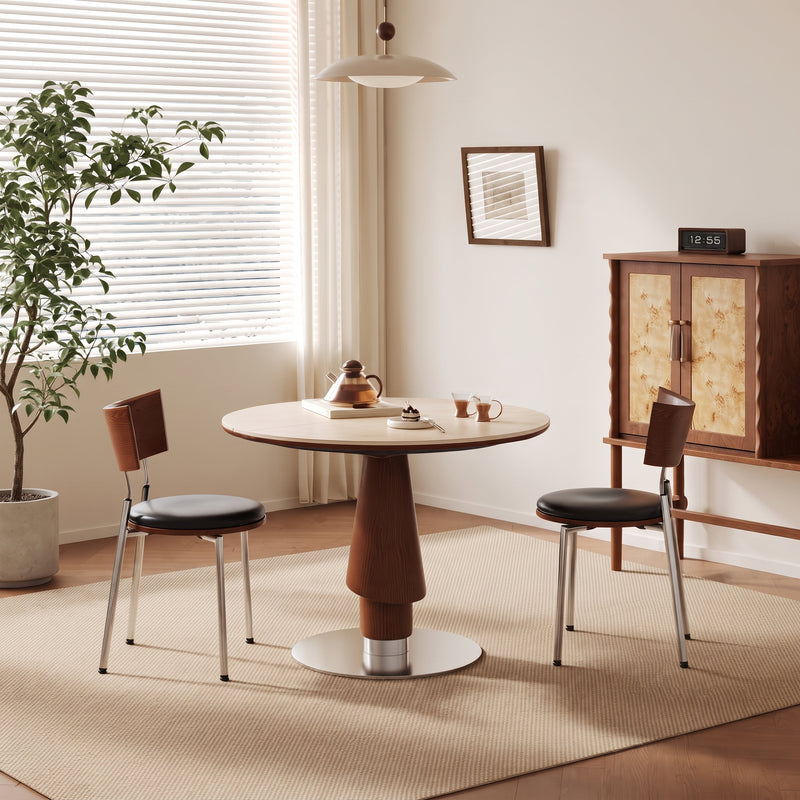 Kelwyn Sintered Stone Extendable Dining Table (Solid Wood + Stainless Steel)