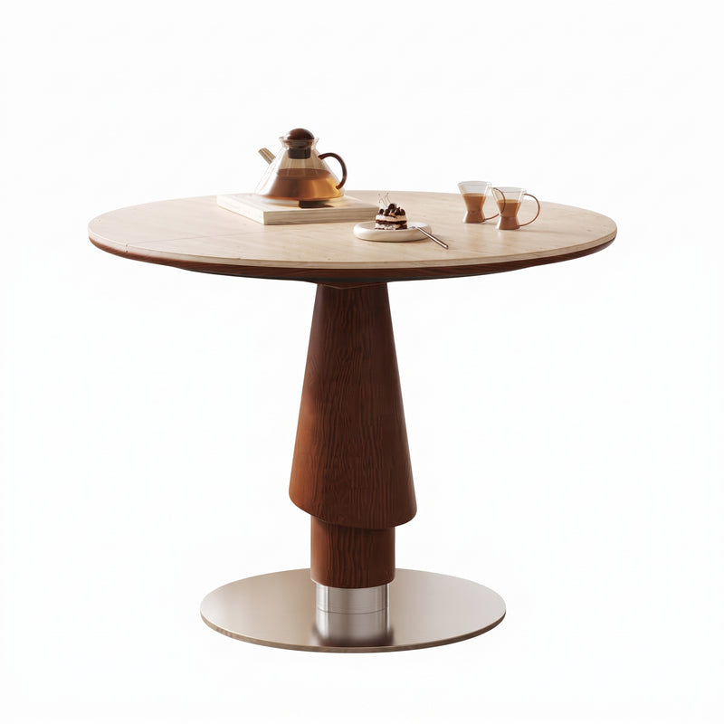Kelwyn Sintered Stone Extendable Dining Table (Solid Wood + Stainless Steel)
