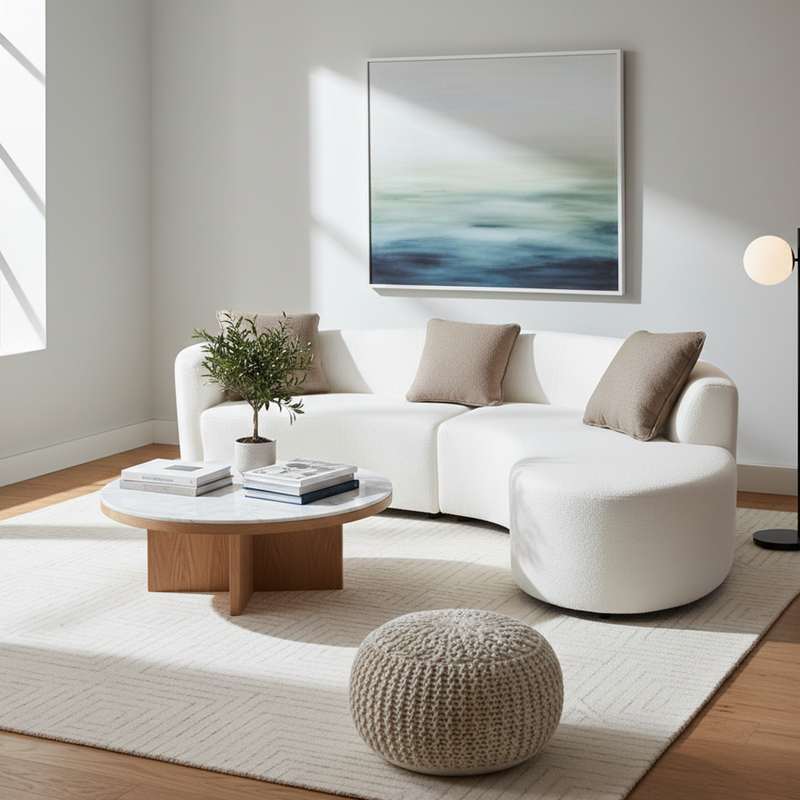 Nevada Curved Sofa, Water Resistant Fabric