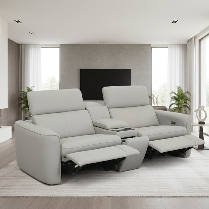 Nicola 2.5 Seater Electric Recliner Sofa with Console Box, Half Leather