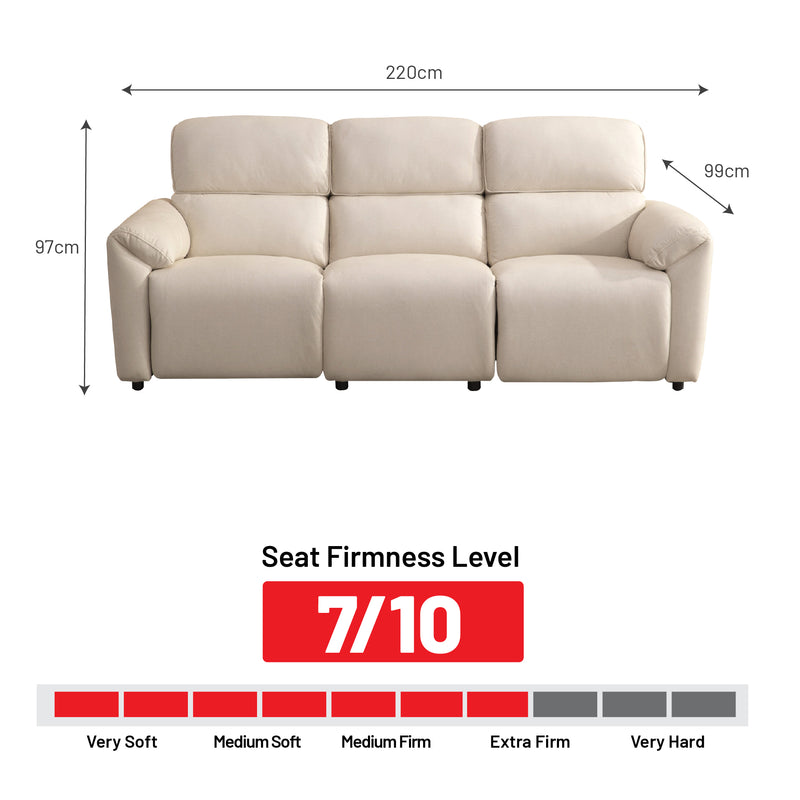 Nino 3 Seater Electric Incliner Sofa, Fabric - Novena Furniture Singapore