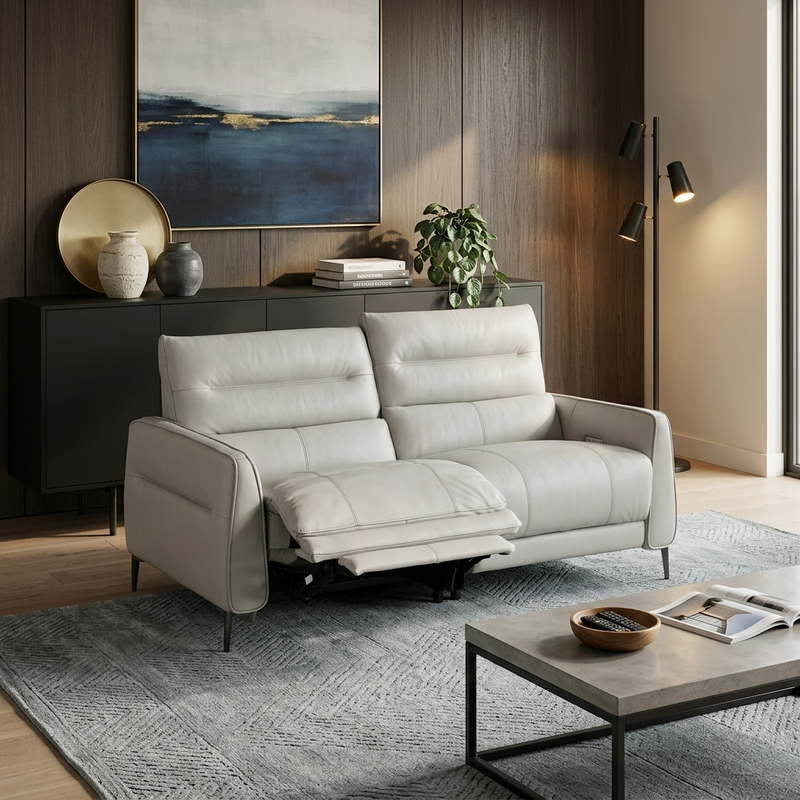 Oliver 2.5 Seater Electric Incliner Sofa, Half Leather