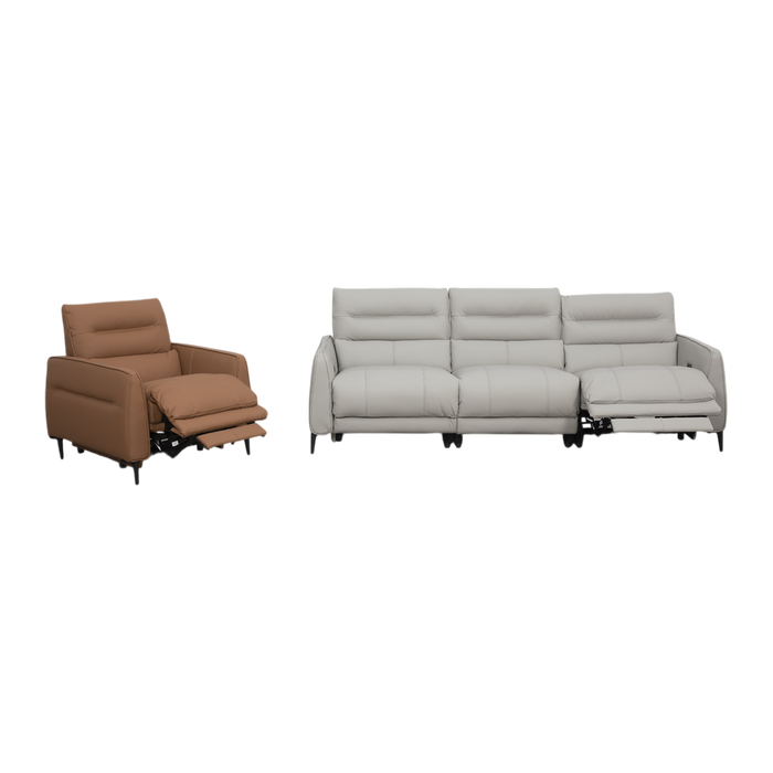 Oliver 3 Seater Electric Recliner Sofa, Half Leather