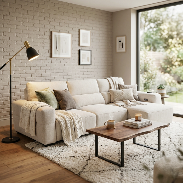 Oscar 3.5 Seater Elec-Slider Sofa, Fabric