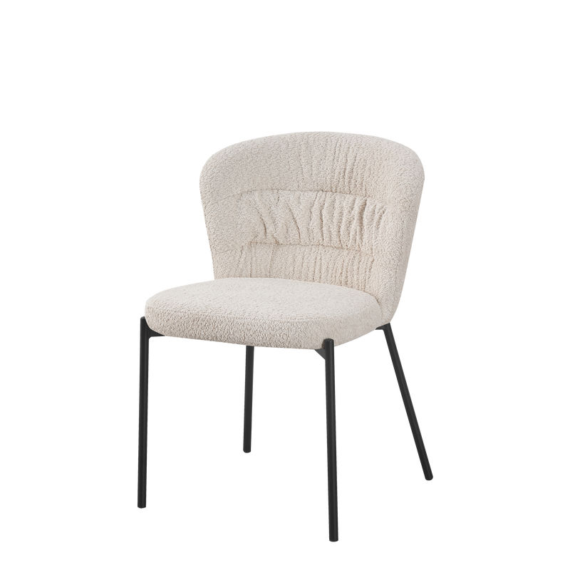 Poline Dining Chair - Fabric - Beige - Novena Furniture Singapore