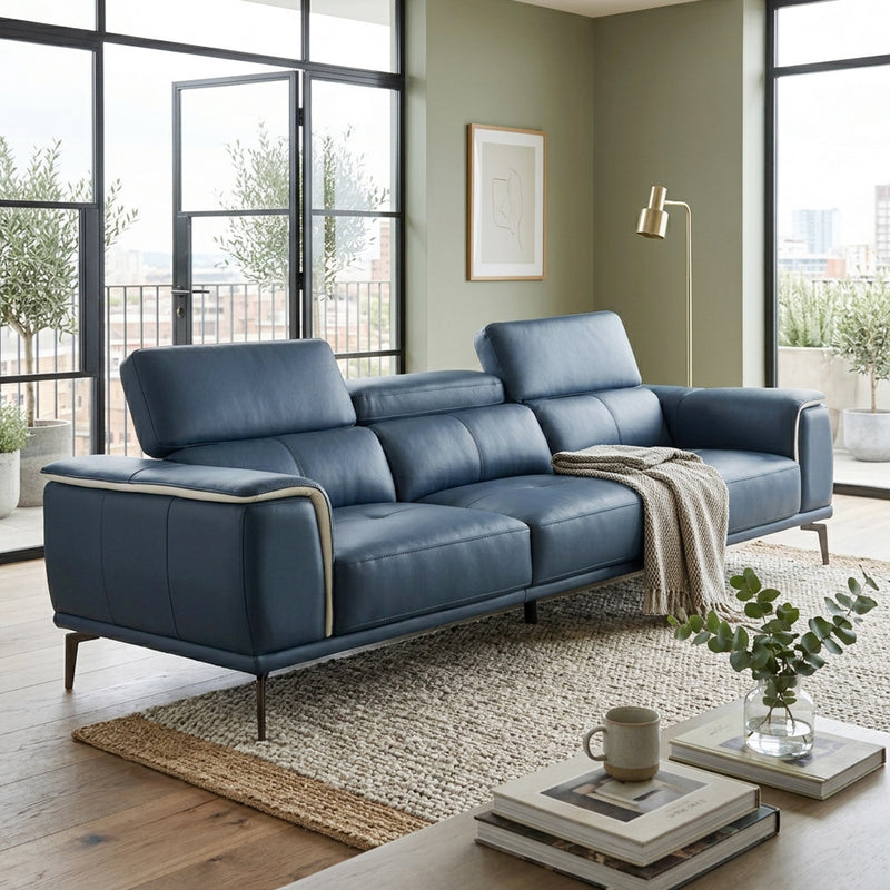 Prezia 3 Seater Sofa, Half Leather