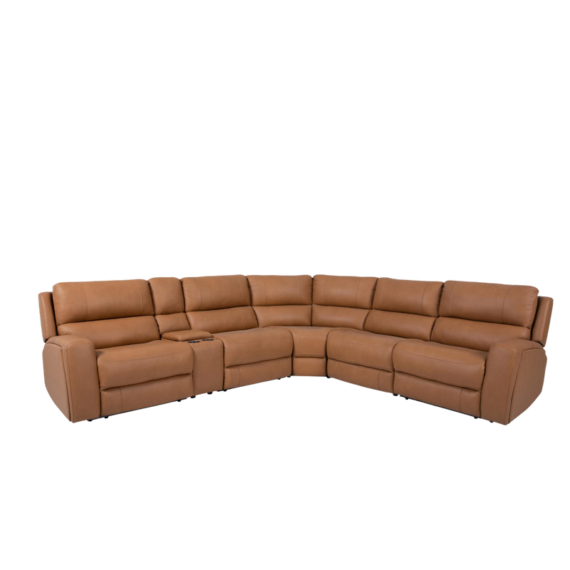 Rayson Electric Recliner Corner Sofa with Console Box, Half Leather