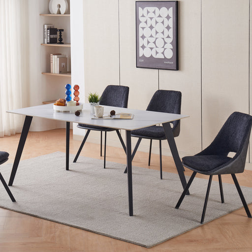 Sally II 1.6M Dining Table - Sintered Stone - Matte White - Novena Furniture Singapore