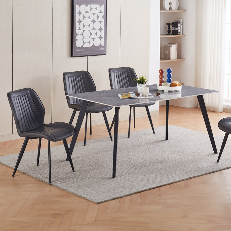 Sally II 1.4M Dining Table - Sintered Stone - Matte Grey/ White - Novena Furniture Singapore