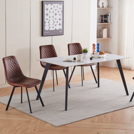 Sally II 1.4M Dining Table - Sintered Stone - Matte Grey/ White - Novena Furniture Singapore