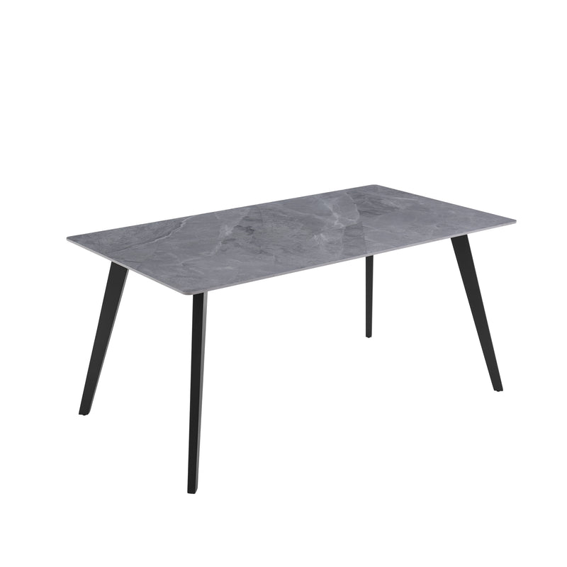 Santa 1.6M Dining Table - Sintered Stone - Gloss Italian Light Grey - Novena Furniture Singapore