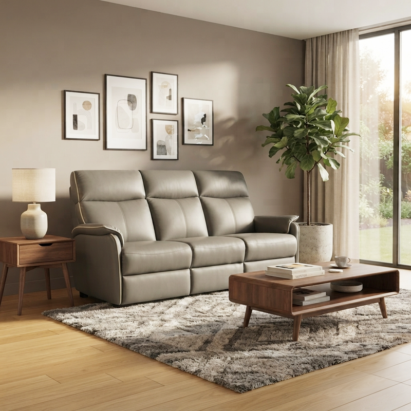 Silas 3 Seater Sofa, Half Leather