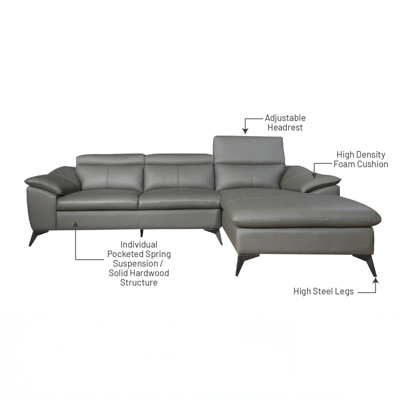 Venetta L-Shaped Sofa, Half Leather - Novena Furniture Singapore