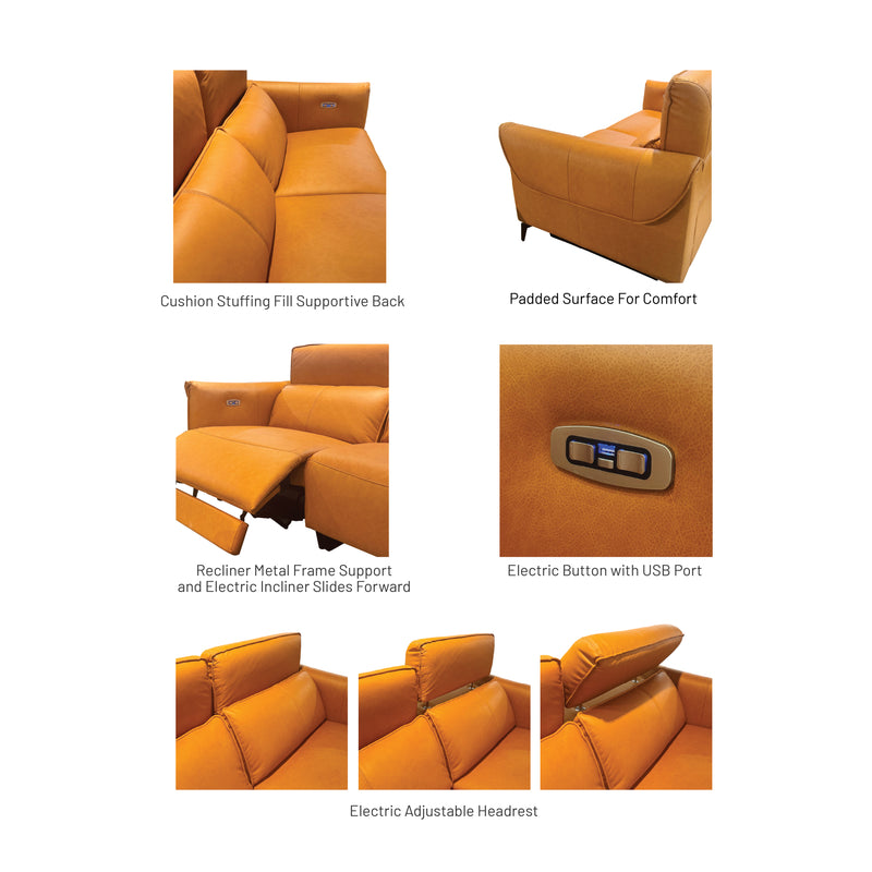 Vista 2 Seater Electric Incliner Sofa, Half Leather - Novena Furniture Singapore