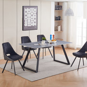 Vitto 1.6M Dining Table with 4 Chairs - Sintered Stone - Matte Roma Grey - Novena Furniture Singapore