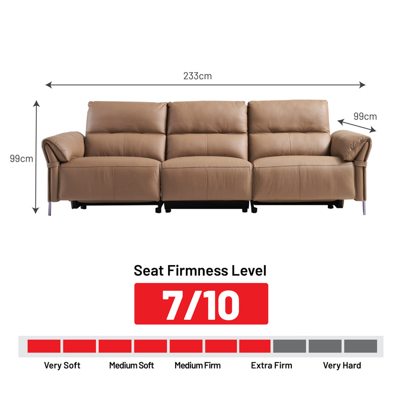 Rachelle 3 Seater Electric Incliner Sofa, Genuine Cowhide Leather - Novena Furniture Singapore