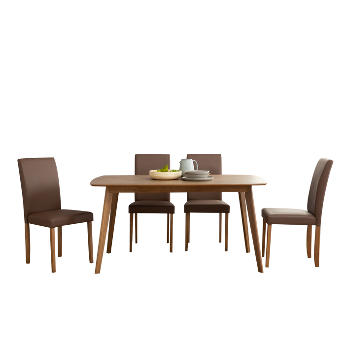 Aimon 1.2M Dining Set with 4 Lenore Dining Chairs, Solid Wood - Wide Array of Colours Available! - Novena Furniture Singapore