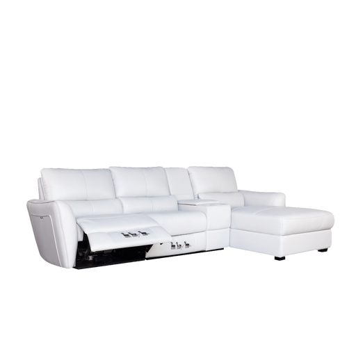 Alison L-Shaped Recliner Sofa, Half Thick Leather - Novena Furniture Singapore