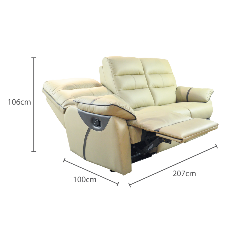 [PROMO] Apollos 3 Seater Recliner Sofa, Half Leather - Novena Furniture Singapore