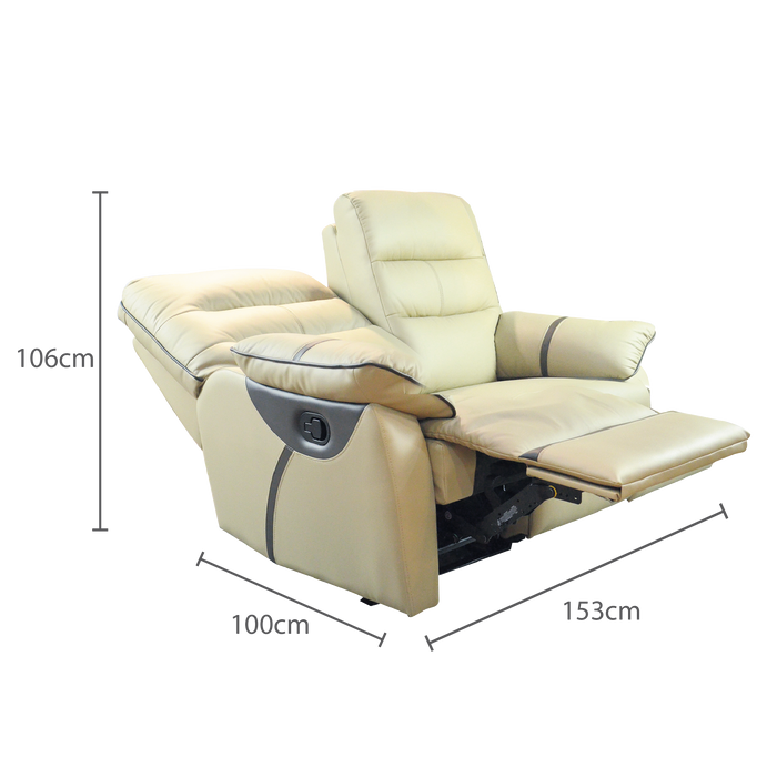 Apollos 2 Seater Recliner Sofa, Half Leather - Novena Furniture Singapore