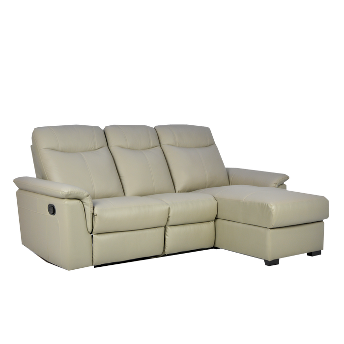 Barros L-Shaped Recliner Sofa with Storage, Half Leather - Novena Furniture Singapore
