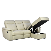 Barros L-Shaped Recliner Sofa with Storage, Half Leather - Novena Furniture Singapore