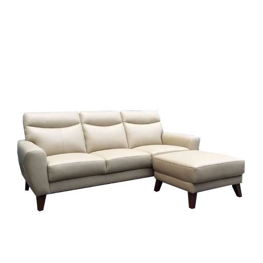 Becca 3 Seater Sofa with Ottoman, Half Leather - Novena Furniture Singapore