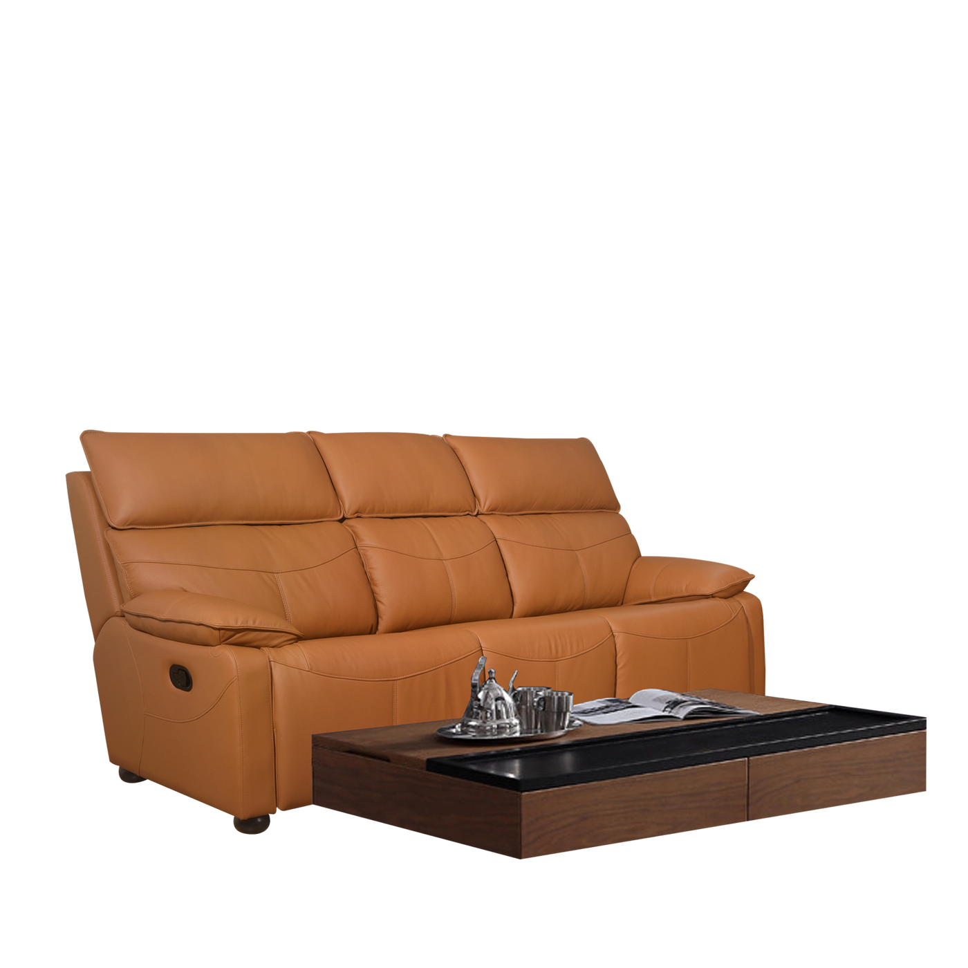 Moroso 3 Seater Recliner Sofa, Half Leather Novena Furniture Singapore