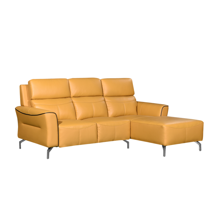 Muzia L-Shaped Sofa, Half Leather - Novena Furniture Singapore