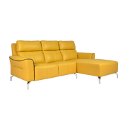Muzia L-Shaped Sofa, Half Leather - Novena Furniture Singapore