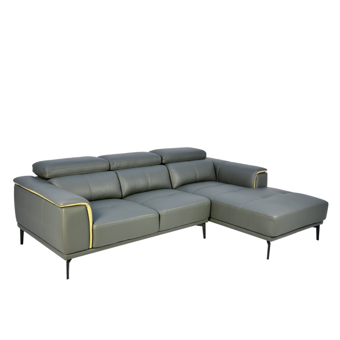 Prezia L-Shaped Sofa, Half Leather - Novena Furniture Singapore