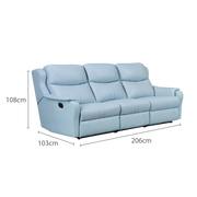 Skylar 3 Seater Recliner Sofa, Half Leather - Novena Furniture Singapore